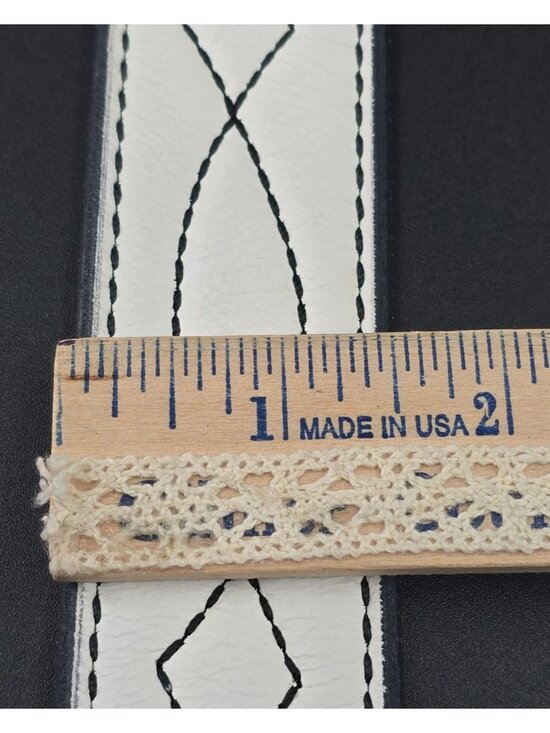 Rebecca Ray Leather Belt White Western Ornate Stitching 29\